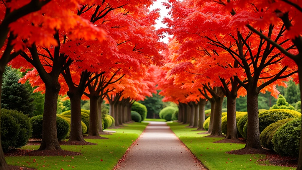 Japanese maple trees displaying vibrant seasonal foliage colors