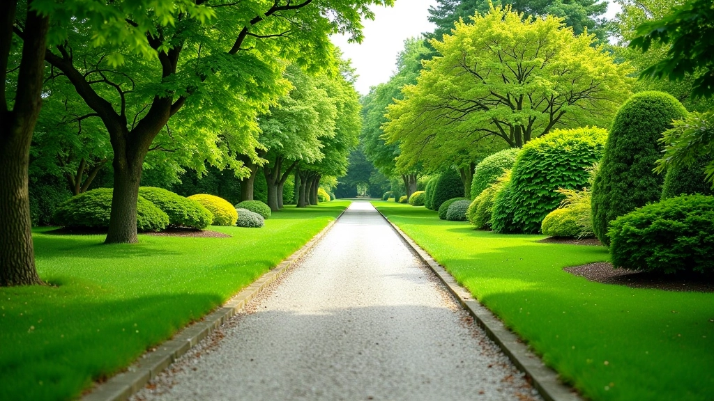Wide view of accessible parkland walking path at the Irish National Stud, well-maintained surface with gentle slope, suitable for seniors and mobility aids